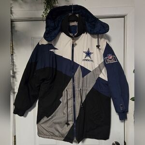 Vintage 90s Dallas Cowboys Pro Player Full Zip Puffer Jacket Mens Large NFL Coat